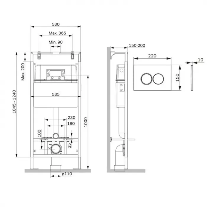 Инсталляция Am.Pm MasterFit I012710.0101 для подвесного унитаза, с клавишей ProC L механическая, белый