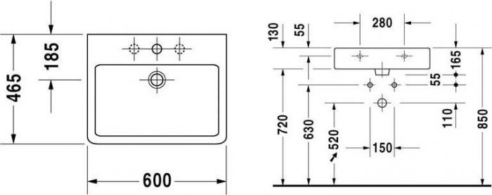 Раковина Duravit Vero 0454600000 60 см