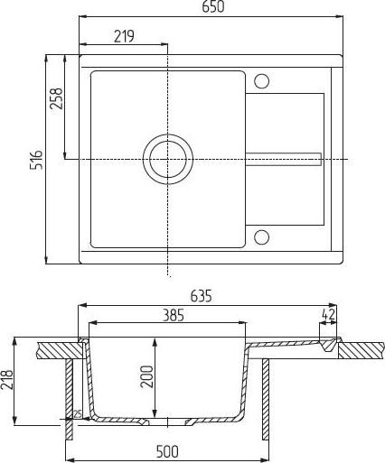 Кухонная мойка Aquaton Делия 65 1A718632DE260, бежевый