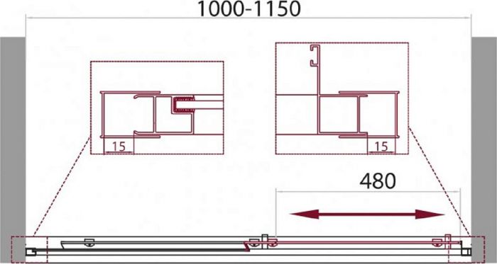Душевая дверь в нишу BelBagno UNIQUE-BF-1-100/115-P-Cr стекло punto