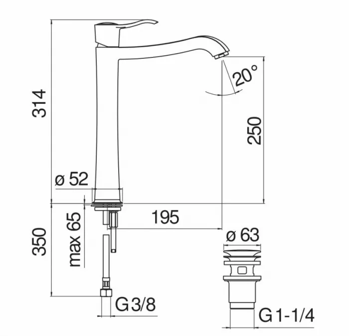Смеситель для раковины Nobili Sofi SI98128/2CR хром
