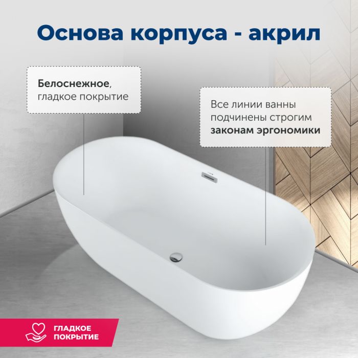 Акриловая ванна Aquanet Delight 170х78 белый