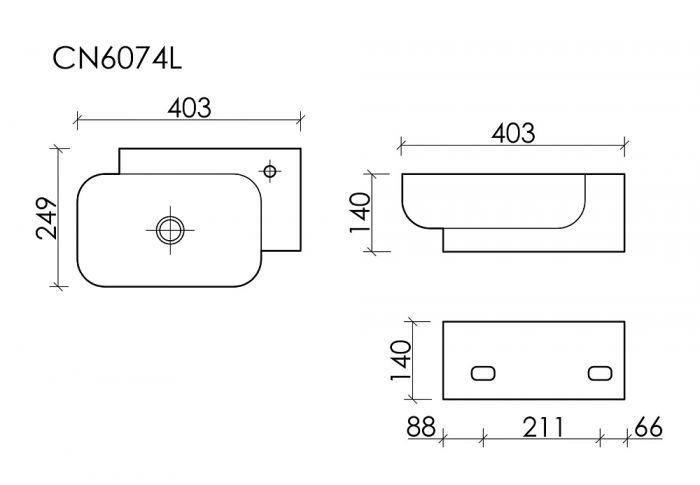 Раковина подвесная Ceramica Nova Element CN6074L белый