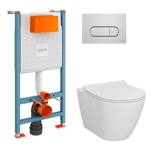 Комплект унитаза с инсталляцией Vitra Sanibelle 9878B003-7200 (цвет клавиши хром)