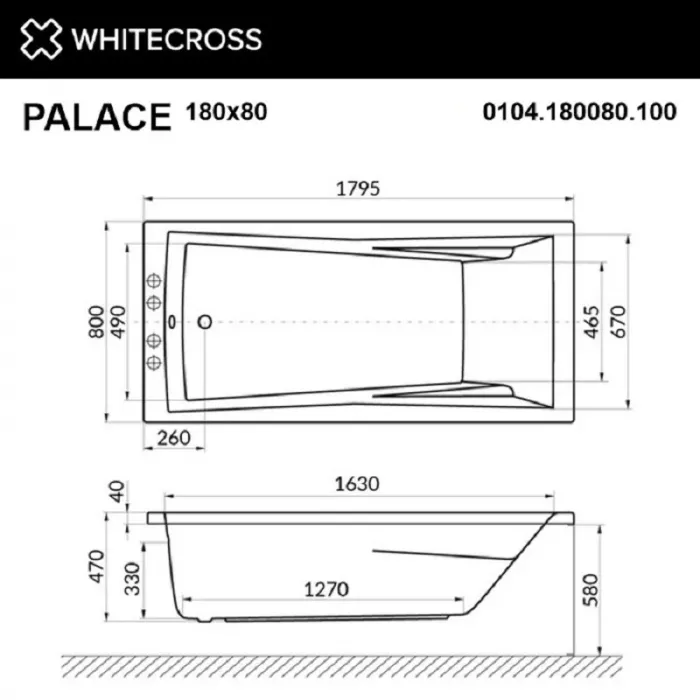 Акриловая ванна Whitecross Palace 180х80 0104.180080.100.SOFT.BR бронза, белый