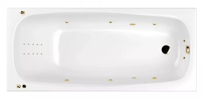 Акриловая ванна Whitecross Layla Slim 170х75 0122.170075.100.SMARTNANO.GL золото, белый
