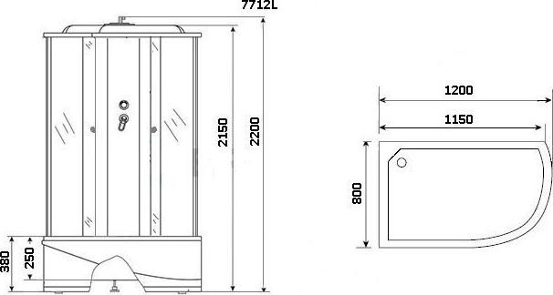 Душевая кабина Niagara Lux 7712GL 120x80x220, золото