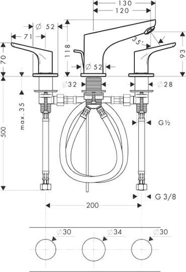 Смеситель на край ванны Hansgrohe Focus 31937000, хром