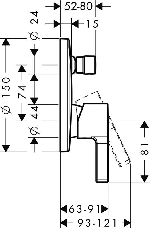 Смеситель для ванны с душем Hansgrohe Metris S 31465000, хром
