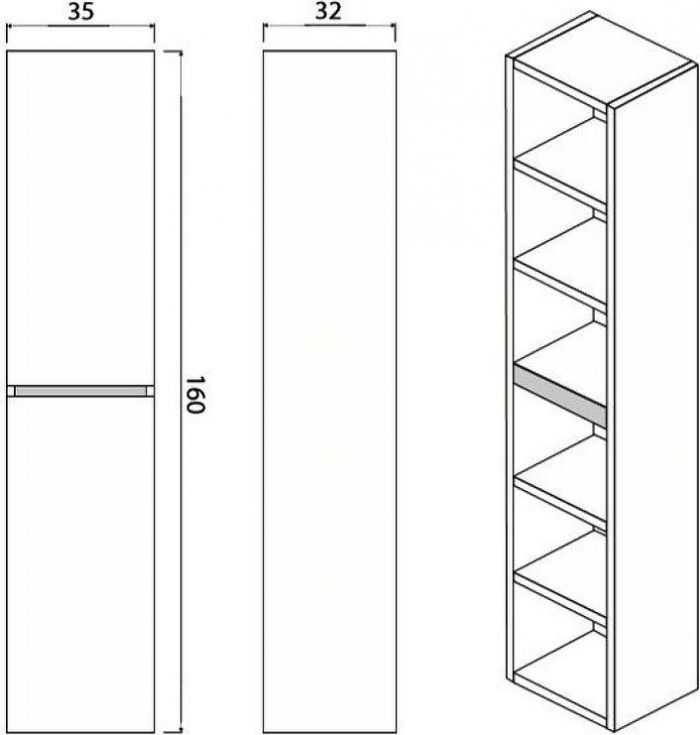 Шкаф-пенал Creto Scala White 35 3-1035W, белый