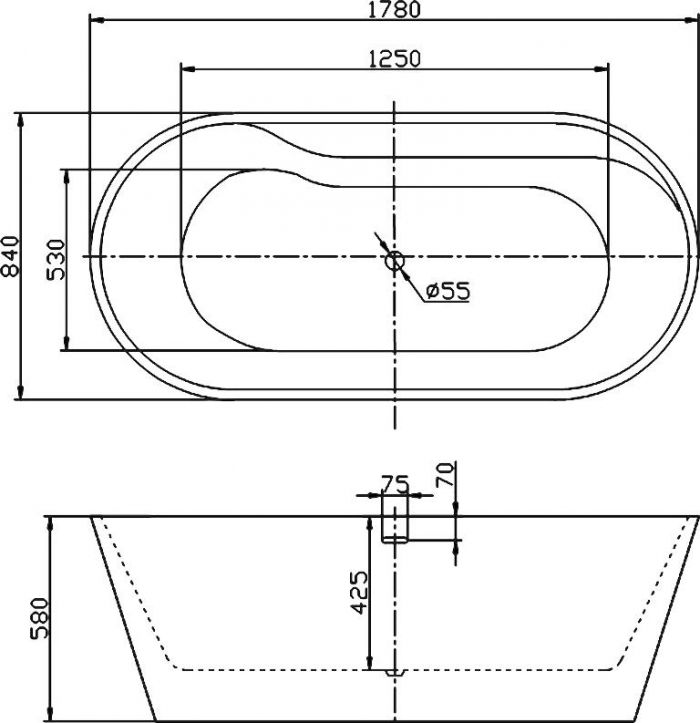 Акриловая ванна BelBagno 178х84 BB14