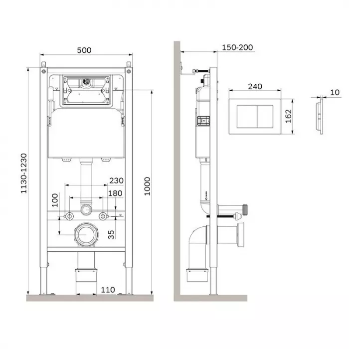 Инсталляция Am.Pm PrimeFit I012709.0251, для подвесного унитаза, клавиша PrimeFit S, хром глянцевый