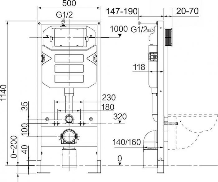 Комплект инсталляция с подвесным унитазом Ceramica Nova Metric CN3007_1001CH_1000 с сиденьем микролифт и клавишей смыва хром