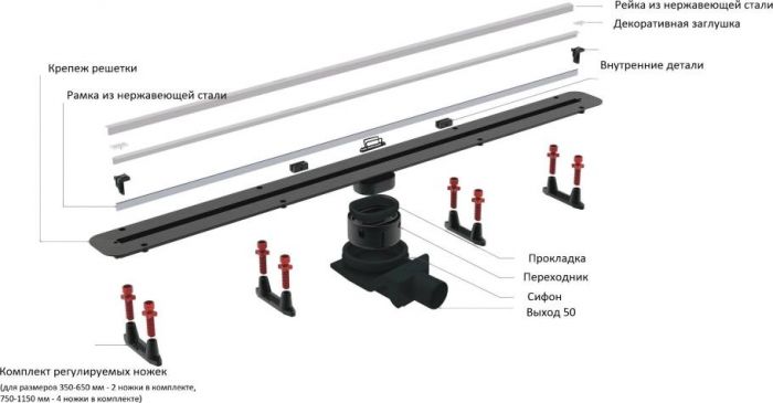 Душевой лоток Pestan Confluo Slim Line 450 с решёткой