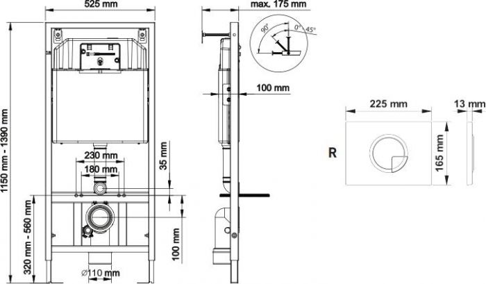 Инсталляция для унитаза Berges Wasserhaus Novum R2 040222 с кнопкой смыва