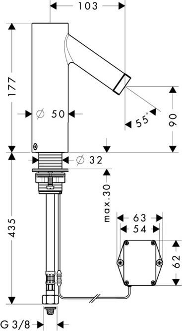 Электронный смеситель для раковины Axor Starck 10101340, чёрный хром