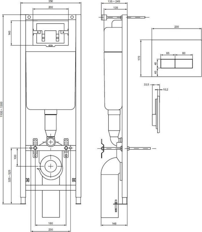Комплект Чаша подвесного унитаза Ideal Standard Ecco W740601 + Система инсталляции Ideal Standard W3710AA 4 в 1 + Крышка-сиденье петли хром
