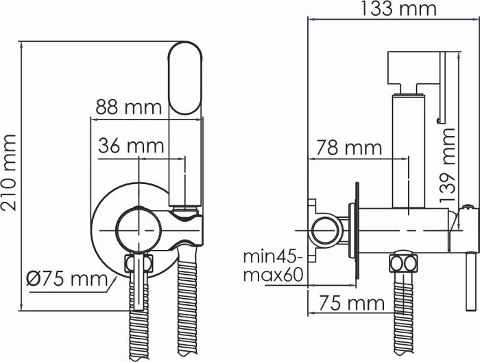 Гигиенический душ WasserKRAFT A70538, белый матовый