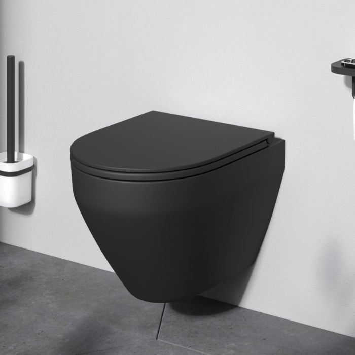 Унитаз подвесной AM.PM Spirit V2.0 C701700MBSC с сиденьем микролифт, черный матовый
