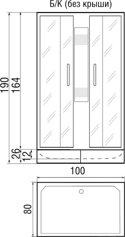 Душевая кабина River Quadro Б/К 100/80/26 MT