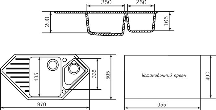 Кухонная мойка Mixline ML-GM25 светло-розовый