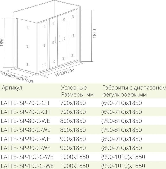 Боковая стенка Good Door Latte SP-100-G-WE ЛА00029 стекло рифленое