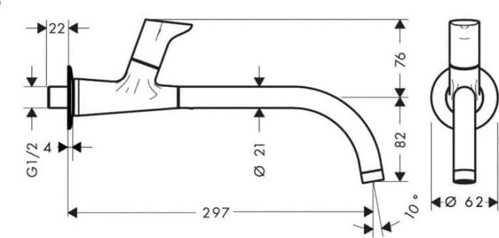 Кран холодной воды для раковины Hansgrohe Focus 31131000, хром