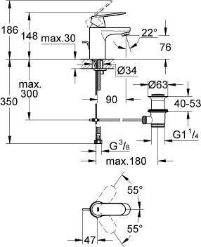 Смеситель для раковины Grohe Eurosmart Cosmopolitan 3282500E