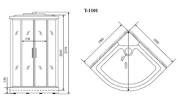 Кабина душевая Timo Standart T-1101