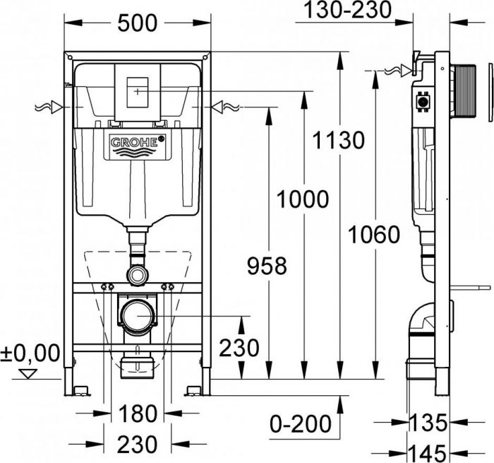 Комплект Подвесной унитаз Jacob Delafon Escale E1306 + Система инсталляции для унитазов Grohe Rapid SL 38775001 4 в 1 с кнопкой смыва
