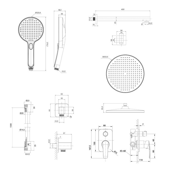 Душевая система Iddis Optima Home OPHBL02i67 черный матовый