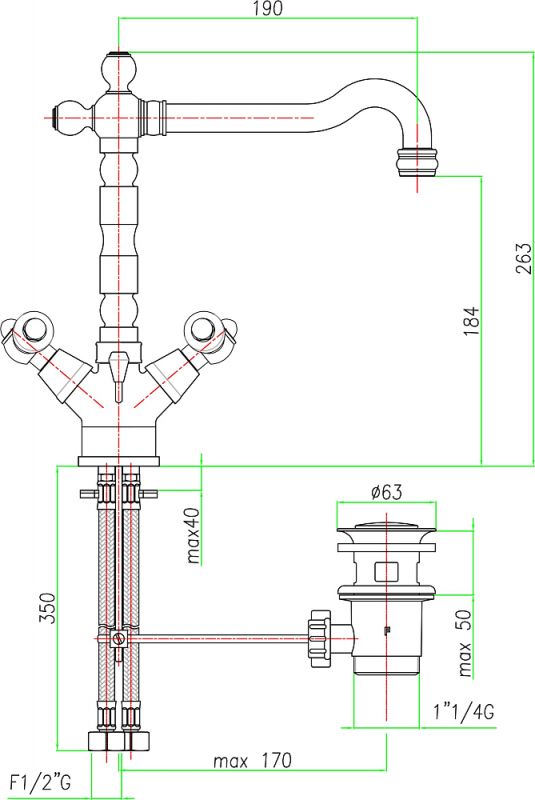 Смеситель Fiore Coloniale 02ZZ0625 для раковины
