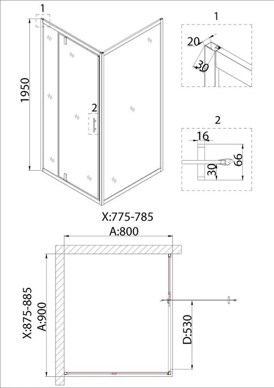 Боковая стенка Vincea Soft VSG-3SO800CL стекло прозрачное, хром