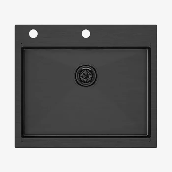 Мойка кухонная Paulmark Brim-Pro PM705951-GM вороненная сталь