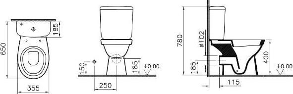 Напольный унитаз-компакт Norm Fit Duroplast 9844B099-7205, с микролифтом