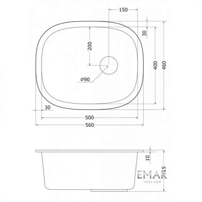 Кухонная мойка Emar Quartz EMQ-1560.P Берилл бежевый