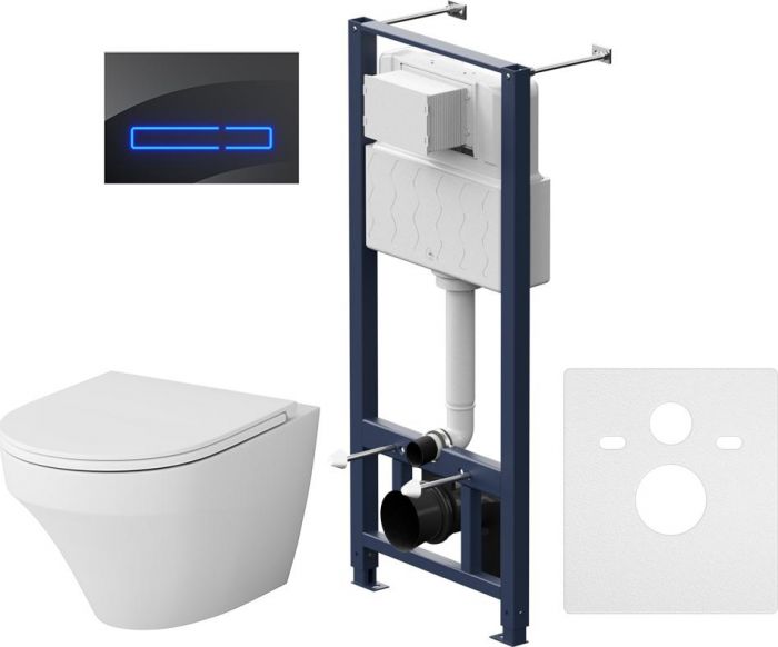 Комплект унитаза с инсталляцией AM.PM Inspire FlashClean IS450A38.501700 с сиденьем микролифт и черной клавишей смыва