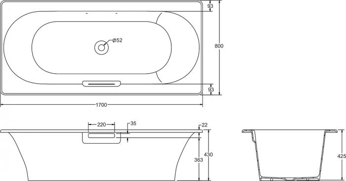 Чугунная ванна Jacob Delafon Volute 170х80 E6D901-0, белый