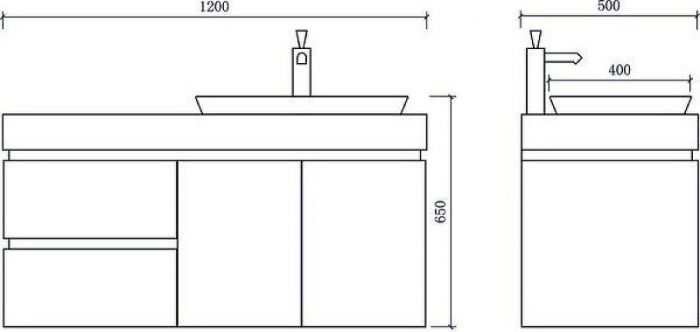 Тумба с раковиной Orans BC-6019-1200L 120 601912L левая, белый/черный