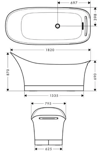 Ванна из искуственного камня Axor Urquiola 180х60 11440000 белый