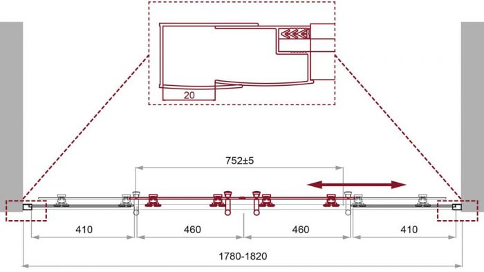 Душевая дверь в нишу BelBagno UNO-195-BF-2-180-C-Cr