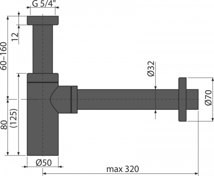 Сифон для раковины AlcaPlast A400 Black