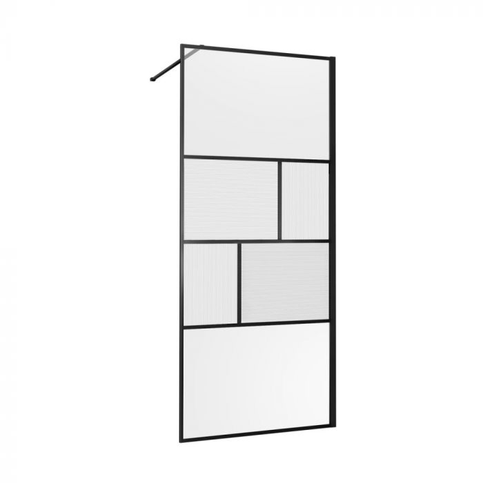 Душевая перегородка Vincea Walk-In HC Art VSW-1HC800CFB 80 см, матовый черный, стекло прозрачное/рифленое
