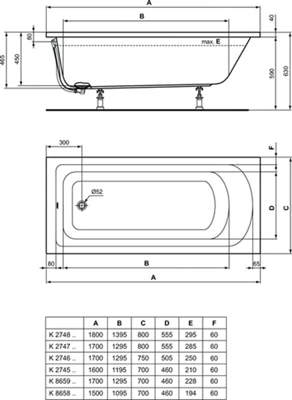Акриловая ванна Ideal Standard Hotline 170х70 K865901 белый