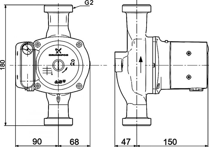 Циркуляционный насос Grundfos UPS 32-100 180
