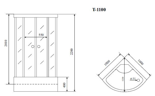 Кабина душевая Timo Standart T-1100P