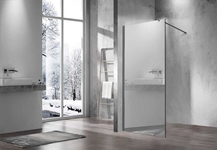 Душевая перегородка Vincea Walk-In VSW-1H900MRGM 90 см, вороненая сталь, стекло зеркальное