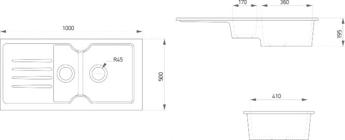 Комплект Мойка кухонная Domaci Сиена 54100-101 белый глянец + Смеситель STWORKI