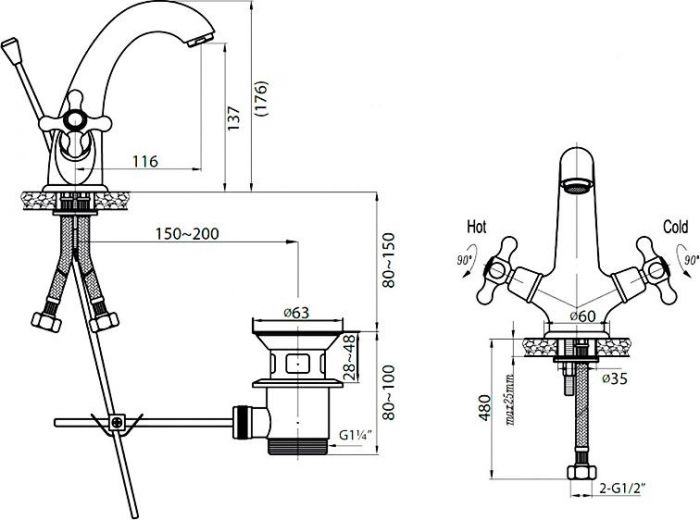 Комплект Villeroy & Boch O Novo 5660D301 с кнопкой смыва