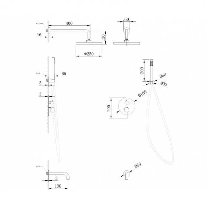 Душевая система Abber Wasser Kreis AF8117RG золото